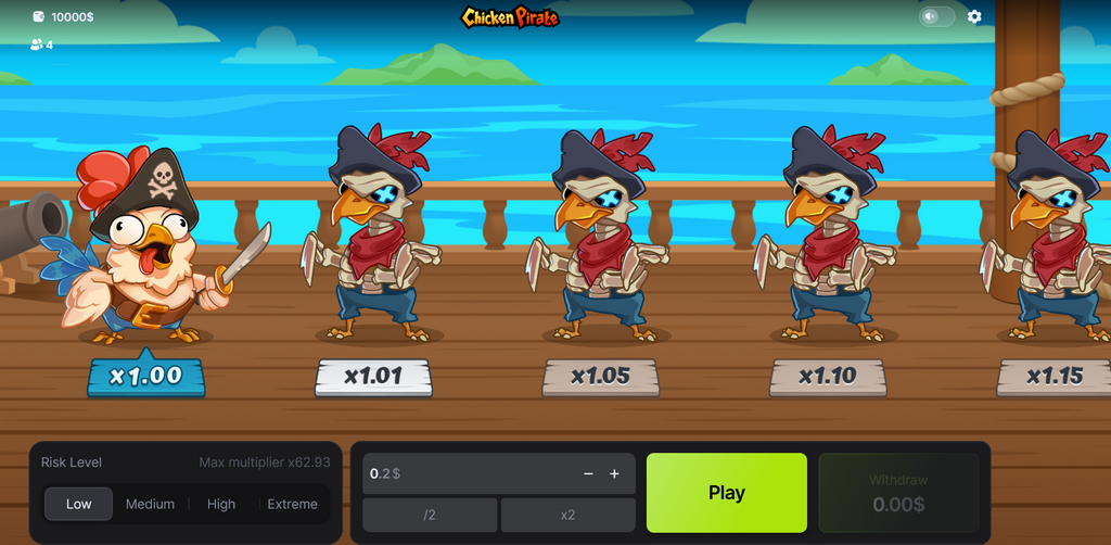 Chicken Pirate - Videojuego de casino, Demostración gratuita y bono (100 HP)